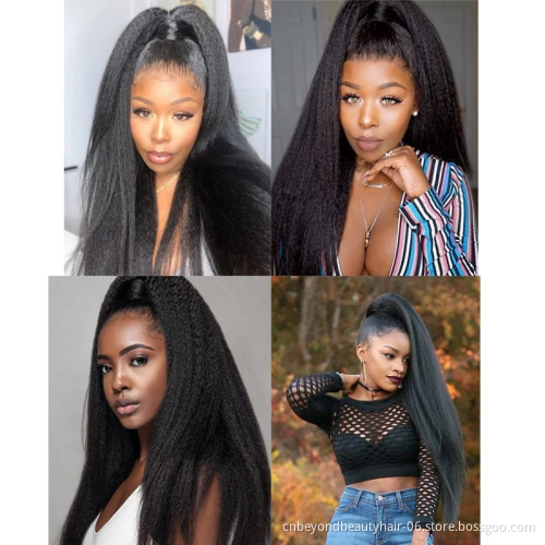 afro synthetic kinky straight drawstring ponytail hair extensions clips for black women synthetic hair yaki ponytails